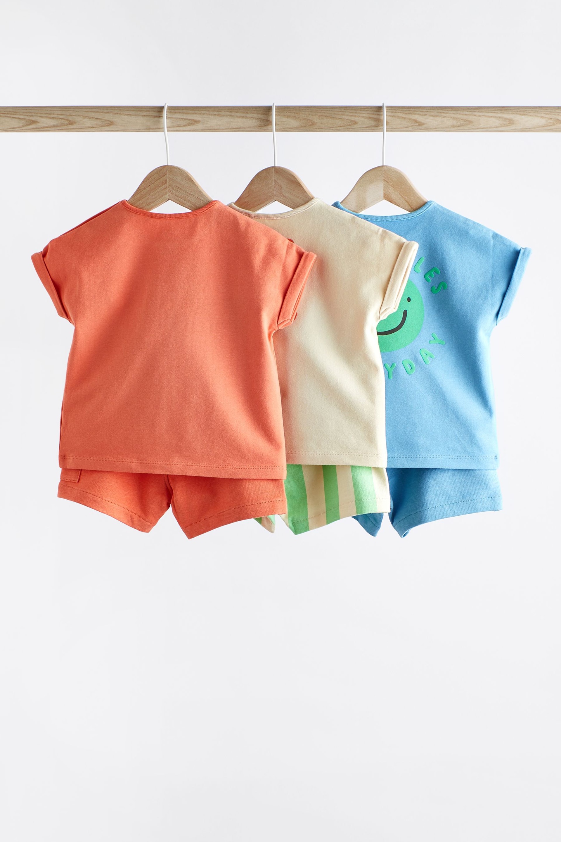 Blue/Orange Baby T-Shirts And Shorts 3 Pack - Image 2 of 9