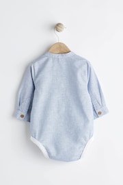 Blue Stripe Grandad Shirt Baby Bodysuit - Image 2 of 6