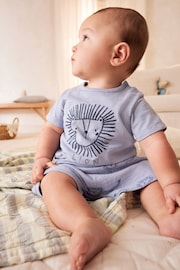 Teal Blue Lion Baby T-Shirt And Shorts 2 Piece Set - Image 2 of 13