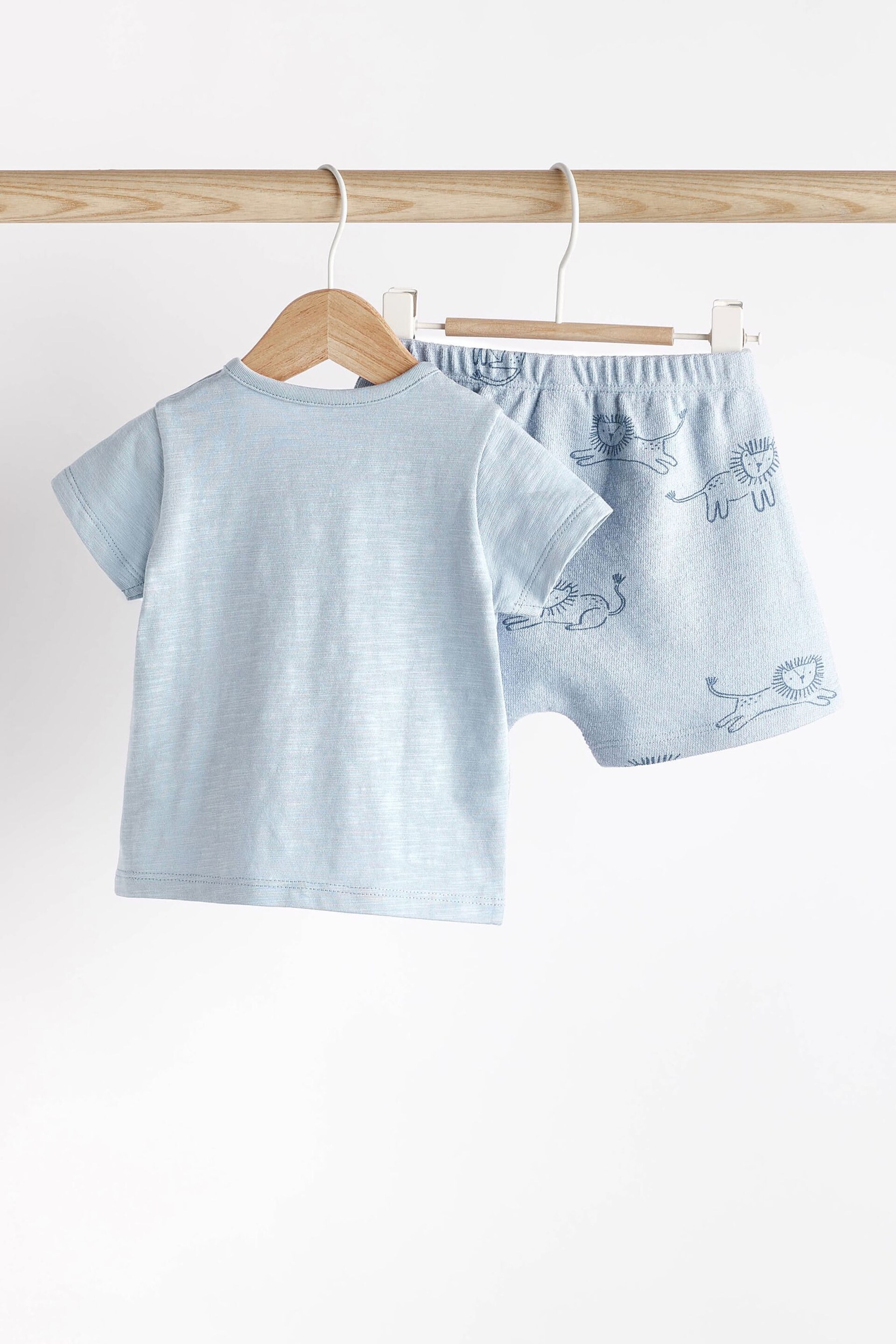 Teal Blue Lion Baby T-Shirt And Shorts 2 Piece Set - Image 5 of 13