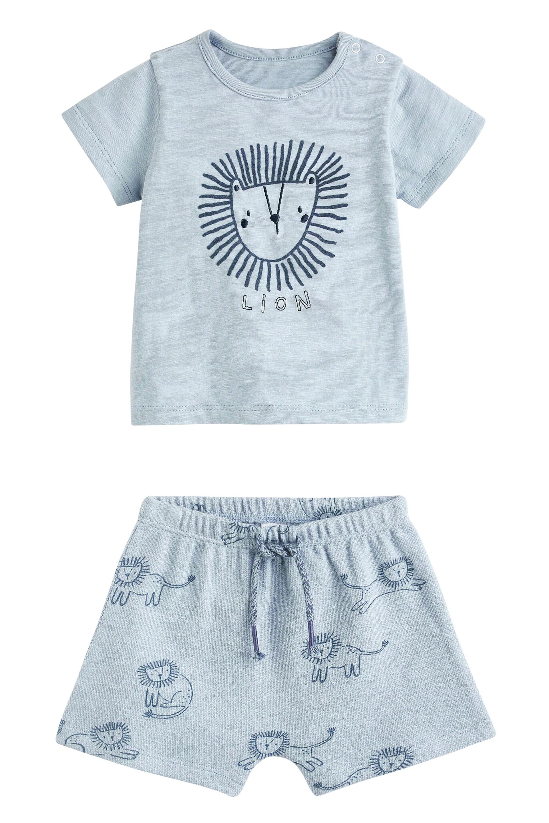 Teal Blue Lion Baby T-Shirt And Shorts 2 Piece Set - Image 6 of 13