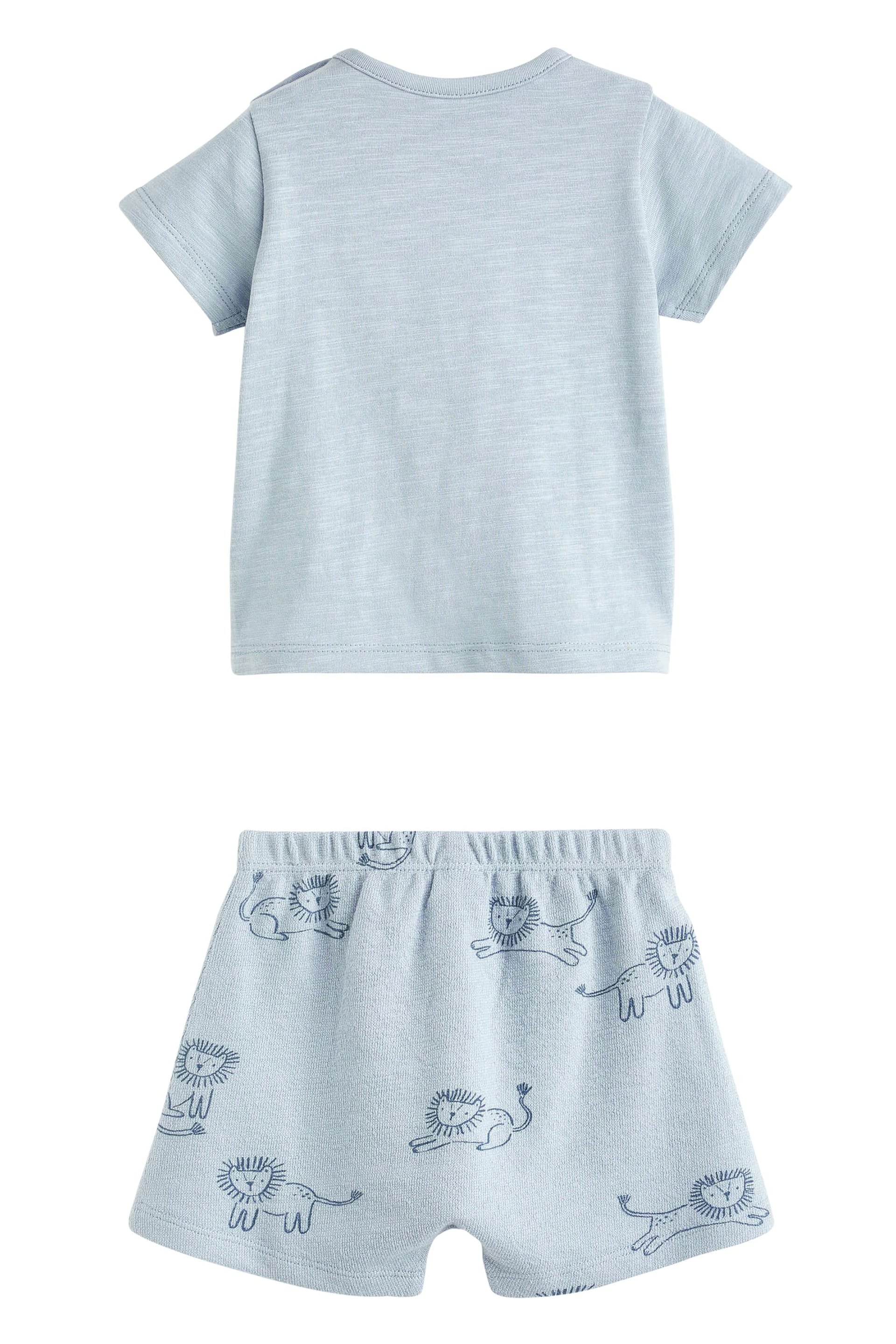 Teal Blue Lion Baby T-Shirt And Shorts 2 Piece Set - Image 7 of 13