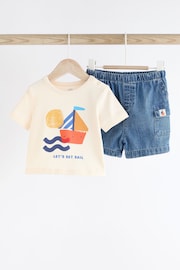 Blue Boat Baby T-Shirt and Shorts 2 Piece Set - Image 1 of 9