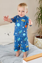 JoJo Maman Bébé Space Glow In The Dark Jersey Pyjamas - Image 1 of 7