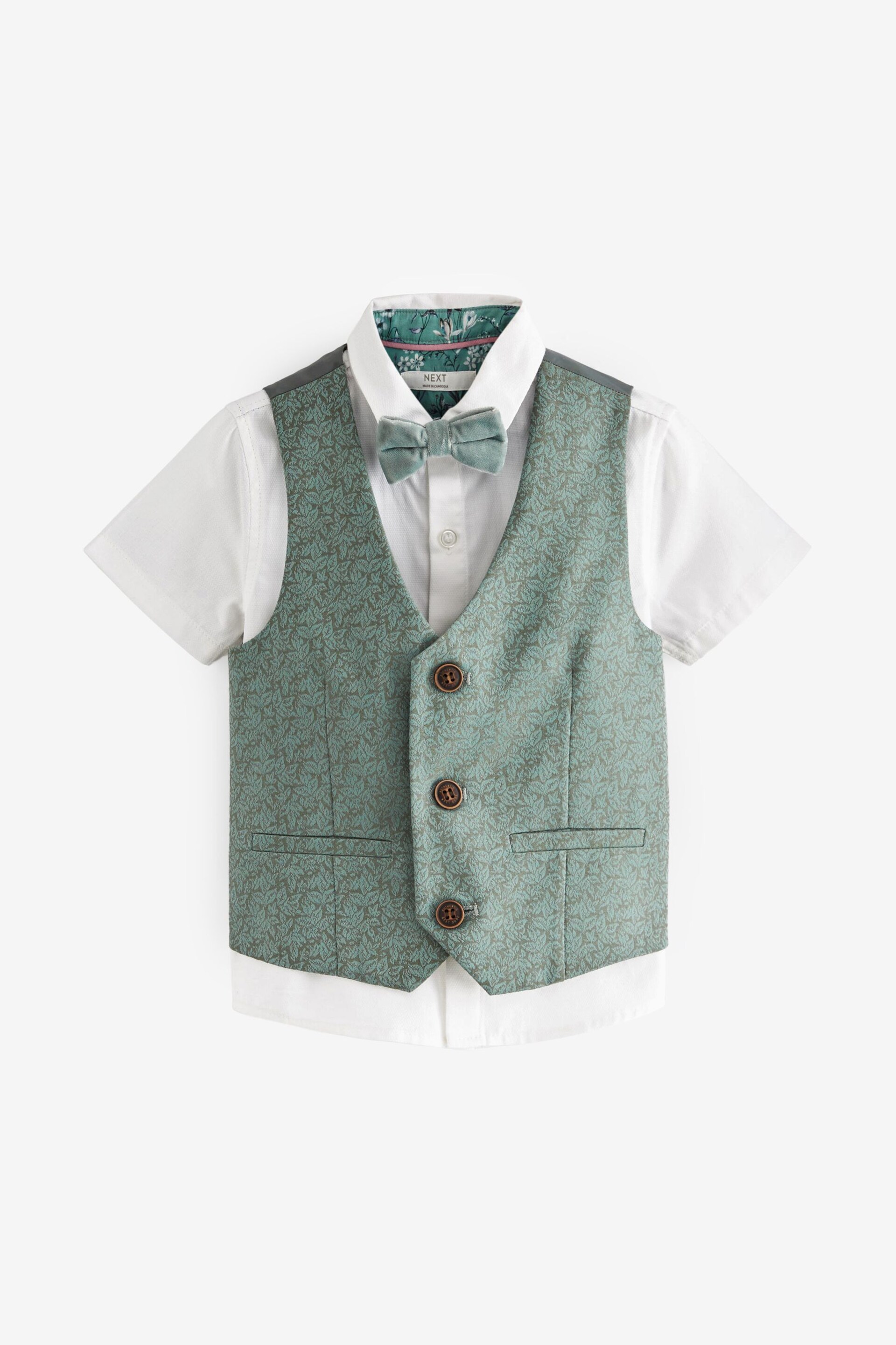 Mint Green Waistcoat, Shirt and Bowtie Set (3mths-9yrs) - Image 1 of 4