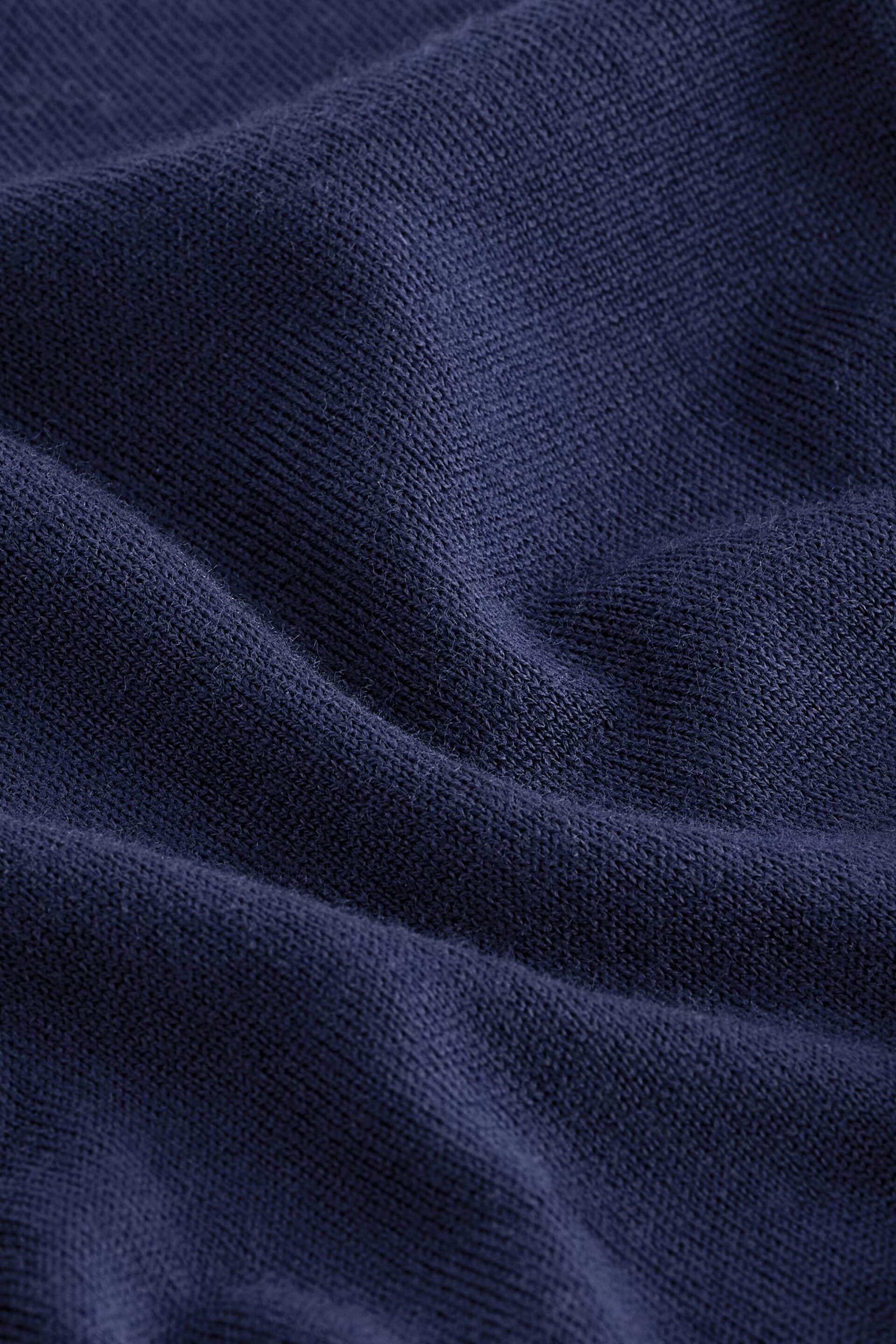 Navy Blue Knitted Premium Merino Wool Regular Fit Trophy Polo Shirt - Image 6 of 6