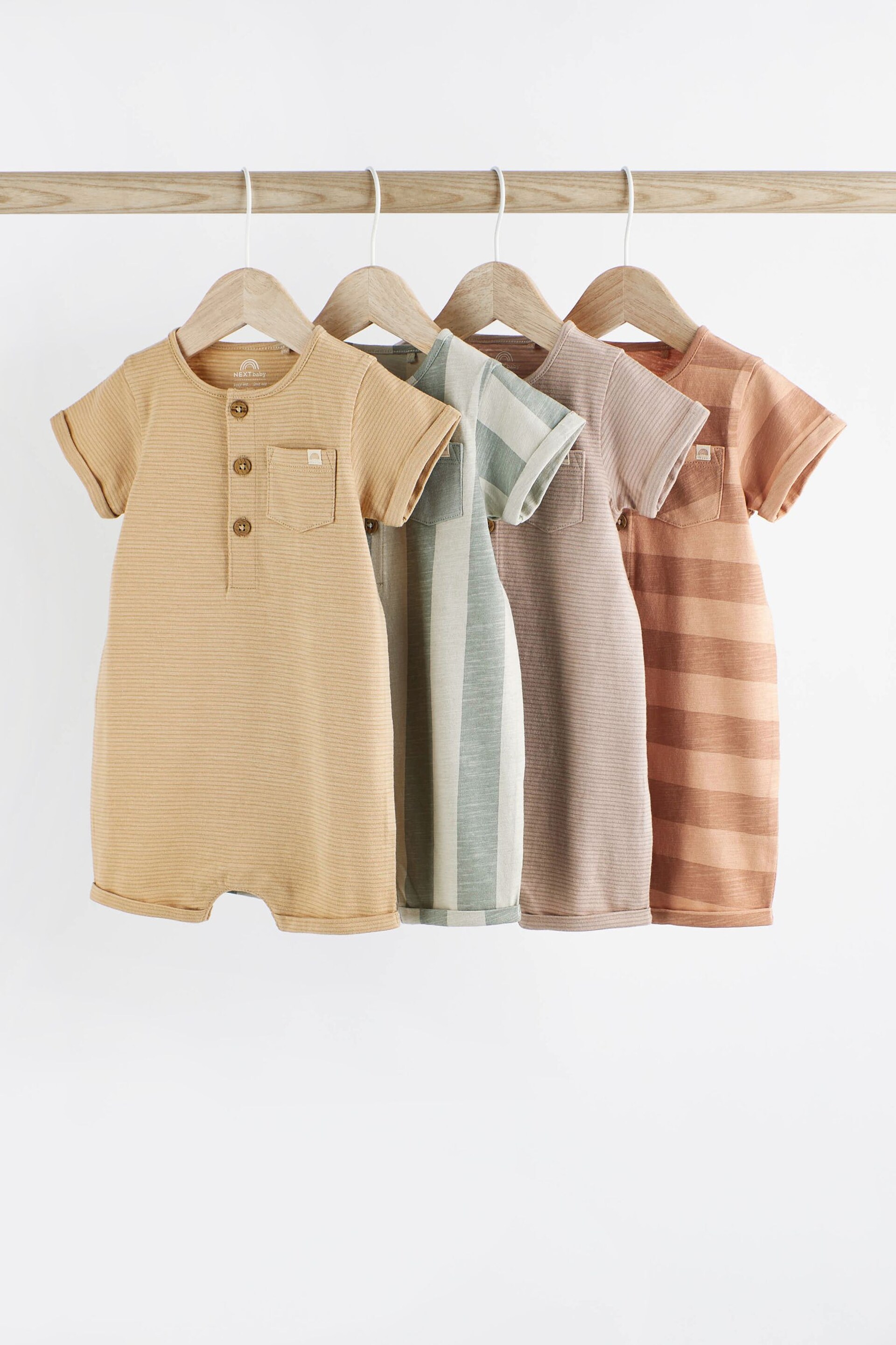 Minerals Stripe Baby Jersey Rompers 4 Pack - Image 1 of 7