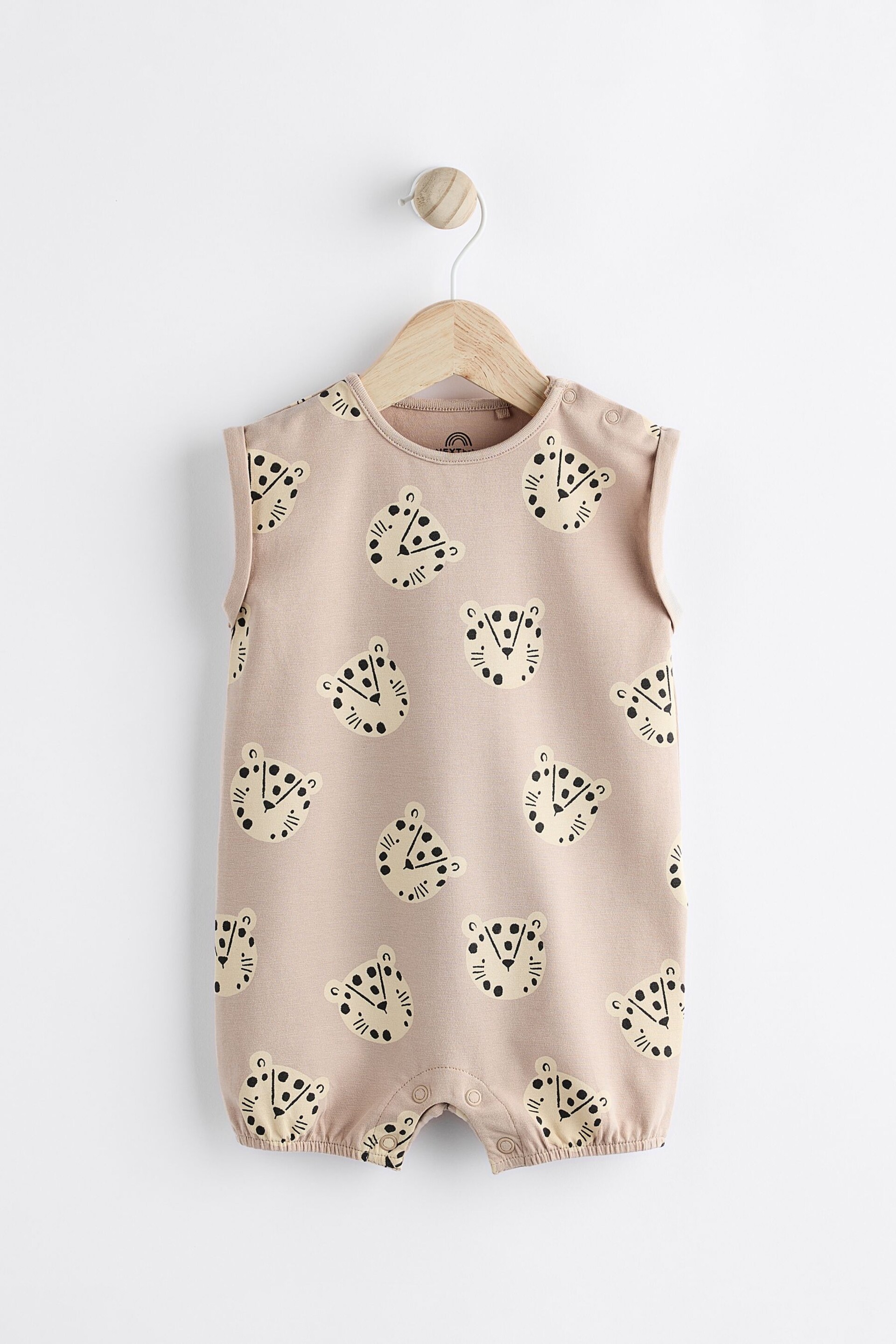 Neutral Cheetah Baby Jersey Romper - Image 5 of 10