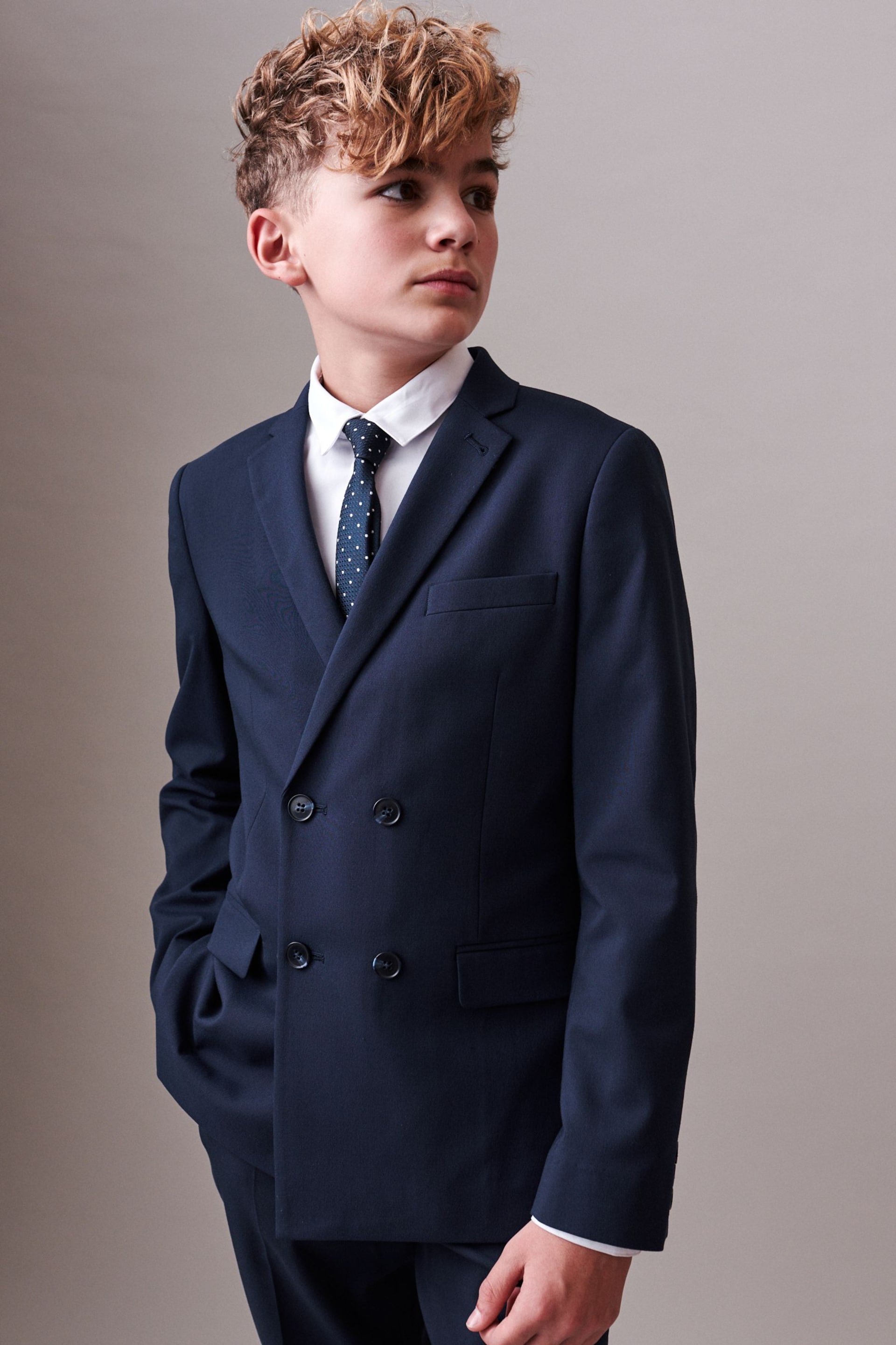 Blue Double Breasted Suit Jacket (3-16yrs) - Image 1 of 8