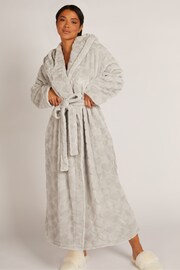 Boux Avenue Grey Heart Embossed Long Supersoft Robe Dressing Gown - Image 1 of 4
