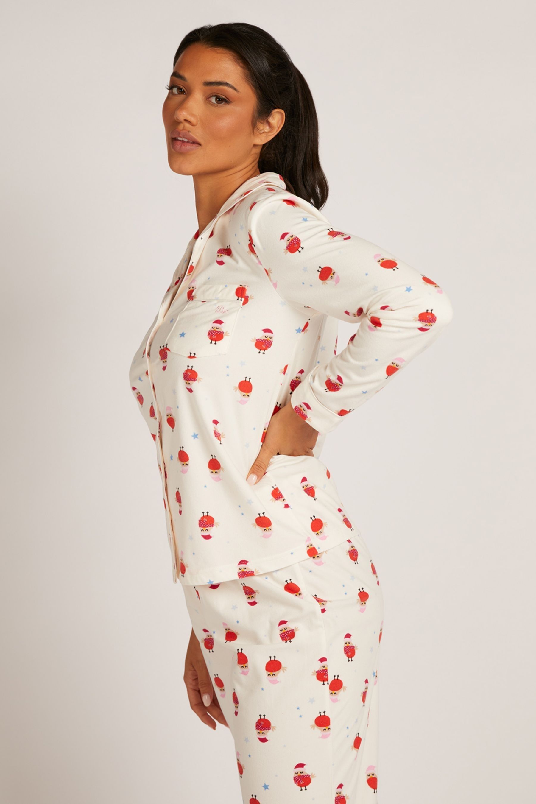 Buy Boux Avenue White Cosy Supersoft Fleece Christmas Robin Pyjamas from Next Luxembourg