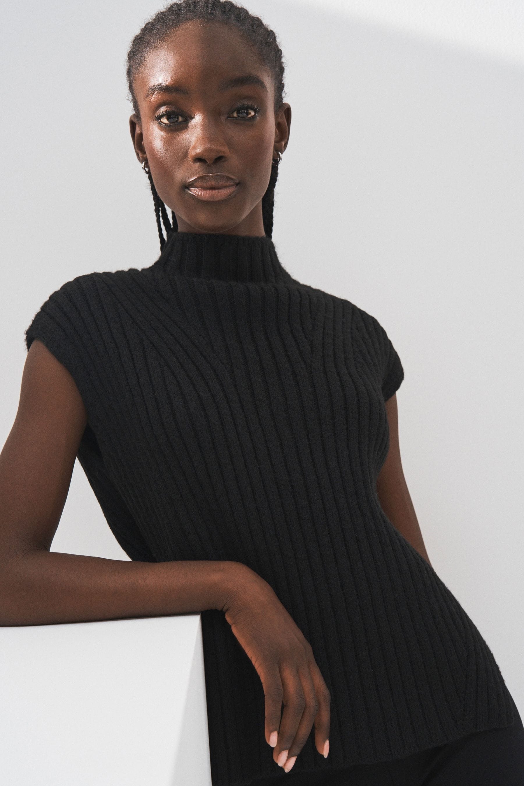 Black high neck vest top sale
