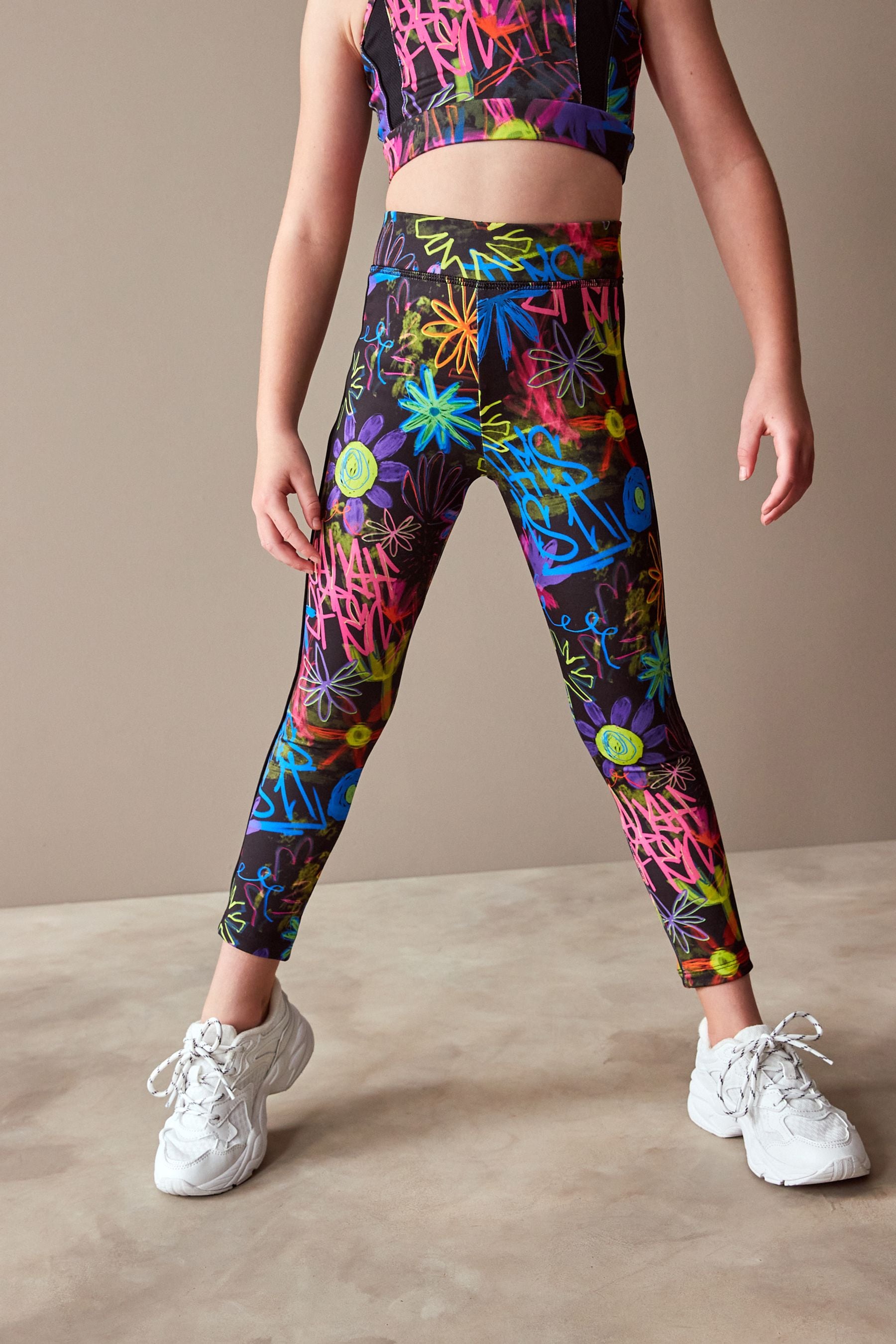 Buy Black Graffiti Sports Leggings 3 16yrs from Next Ireland