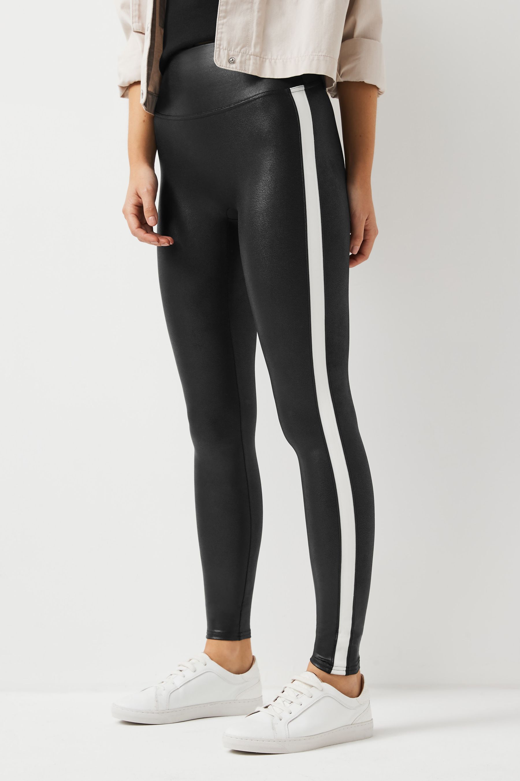 Buy SPANX Faux Leather Stripe Black Leggings from Next Luxembourg