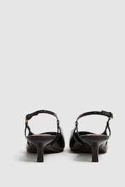 Reiss Black Jade Leather Slingback Heels - Image 4 of 5