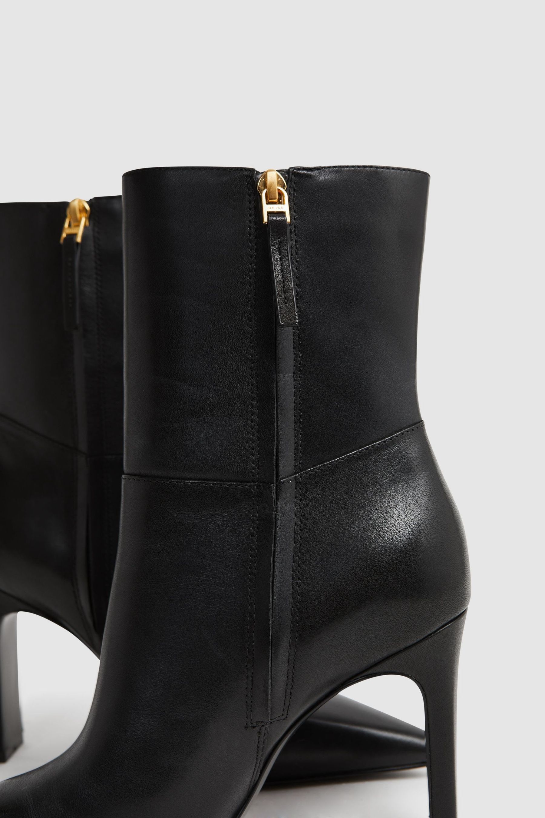Buy Reiss Black Vanessa Leather Heeled Ankle Boots from the Next UK online shop