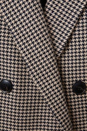 Reiss Black/Camel Ella Wool Blend Double Breasted Dogtooth Blazer - Image 5 of 5
