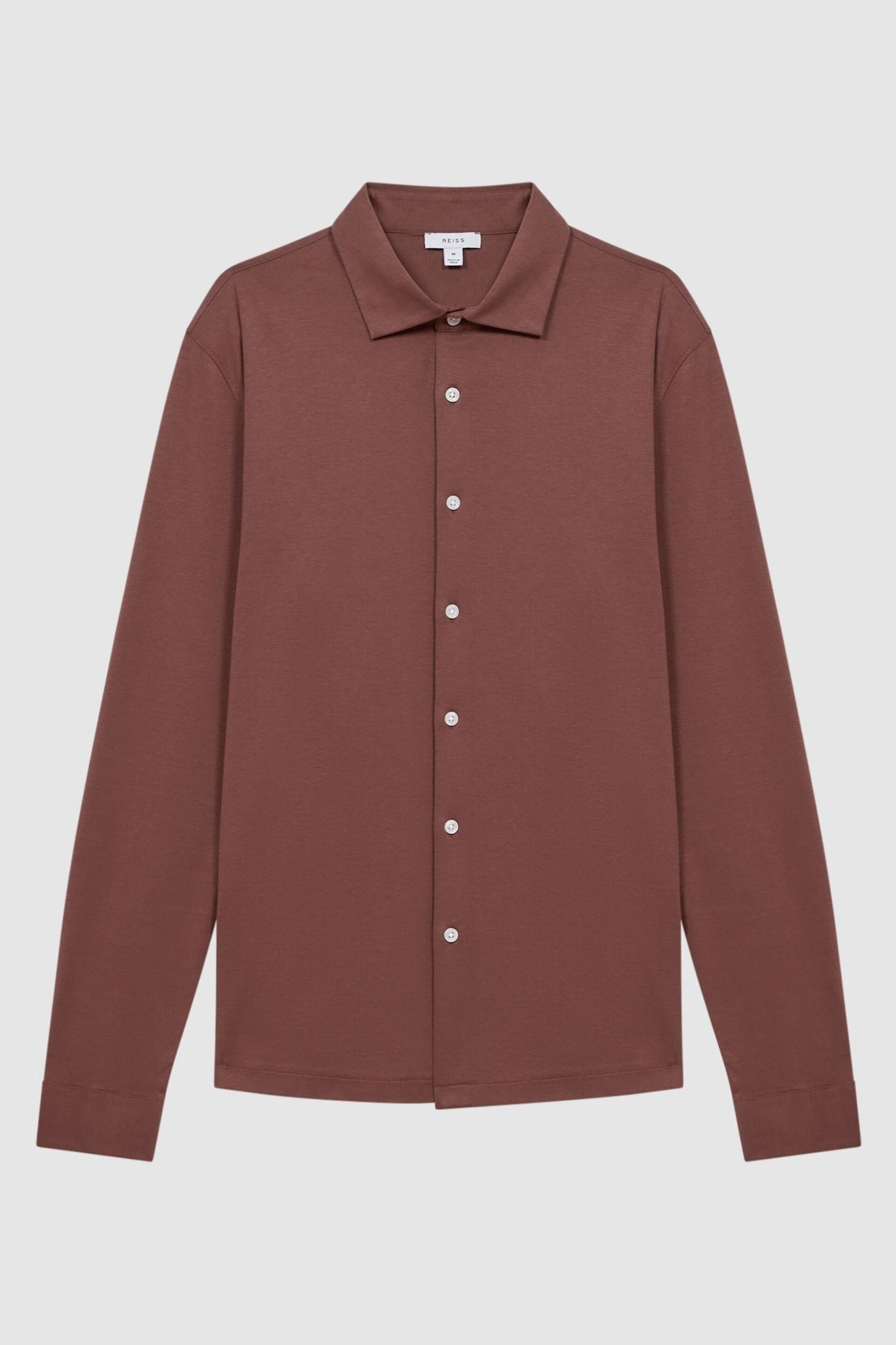 Reiss Copper Viscount Slim Fit Mercerised Cotton Jersey Shirt - Image 2 of 5