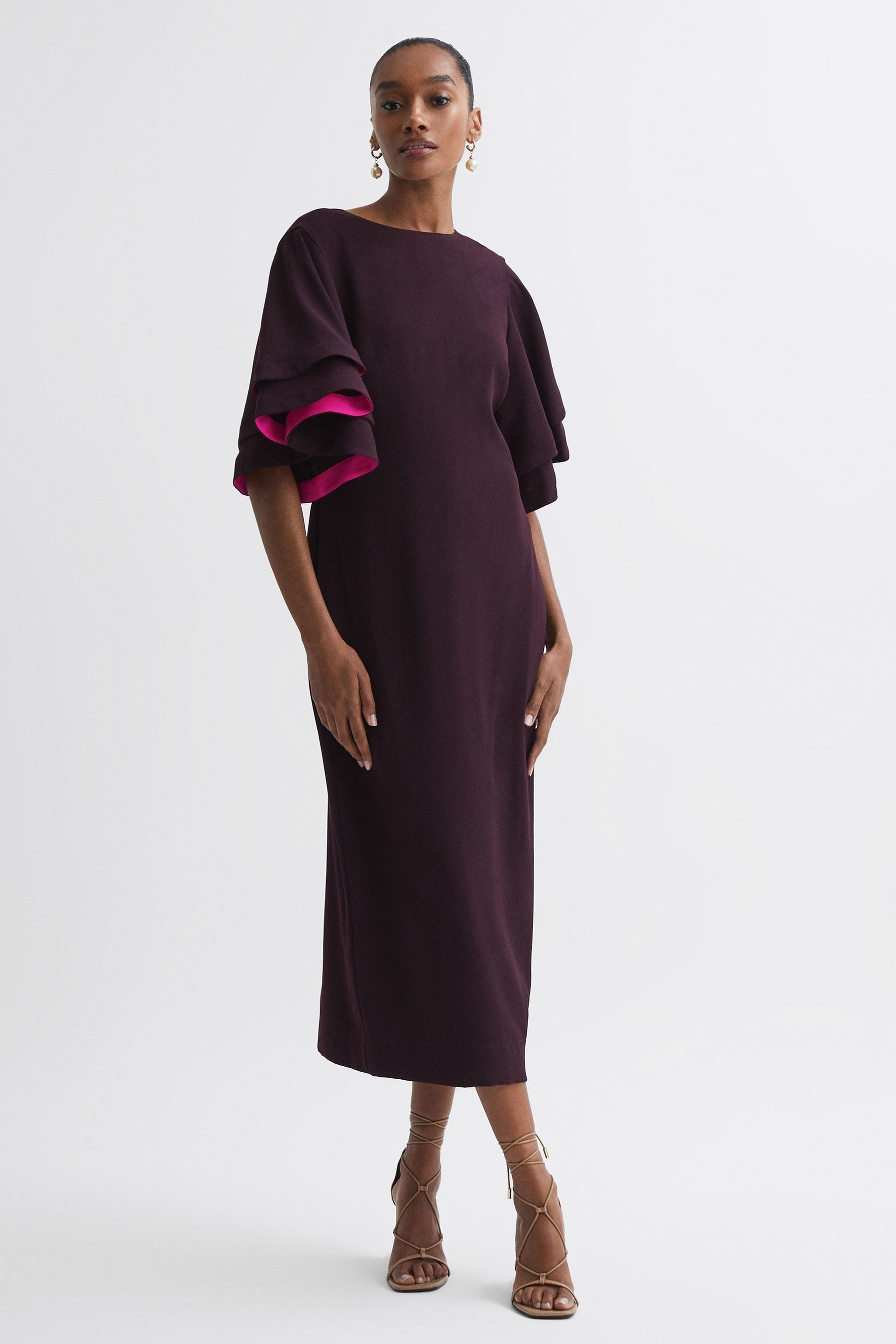 Buy Florere Tiered Sleeve Midi Dress from Next Luxembourg