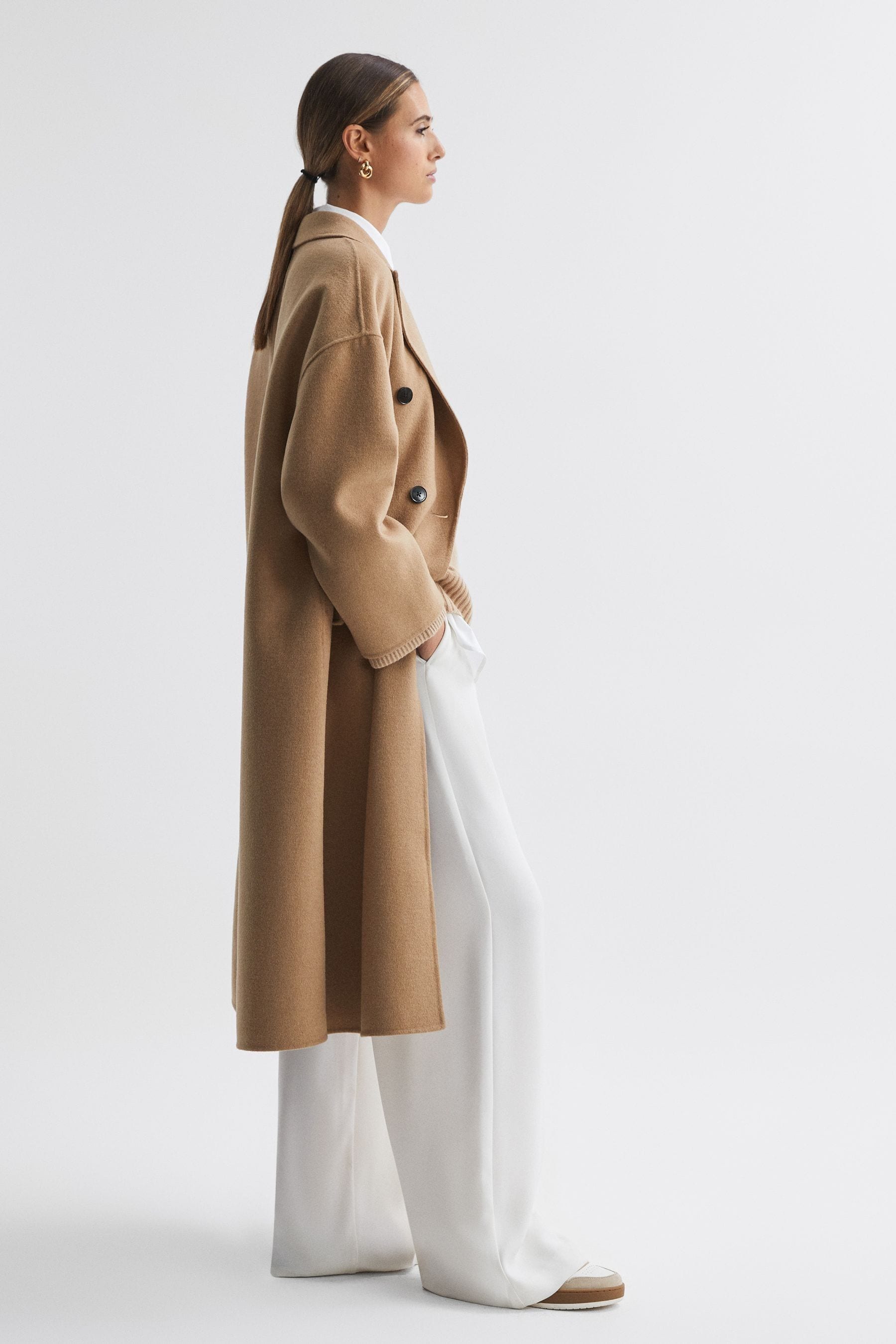 Buy Reiss Camel Layah Petite Relaxed Wool Blend Double Breasted Coat from the Next UK online shop