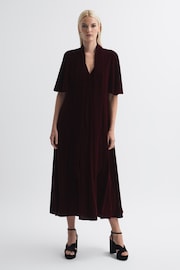 Florere Velvet Tie Neck Midi Dress - Image 3 of 6