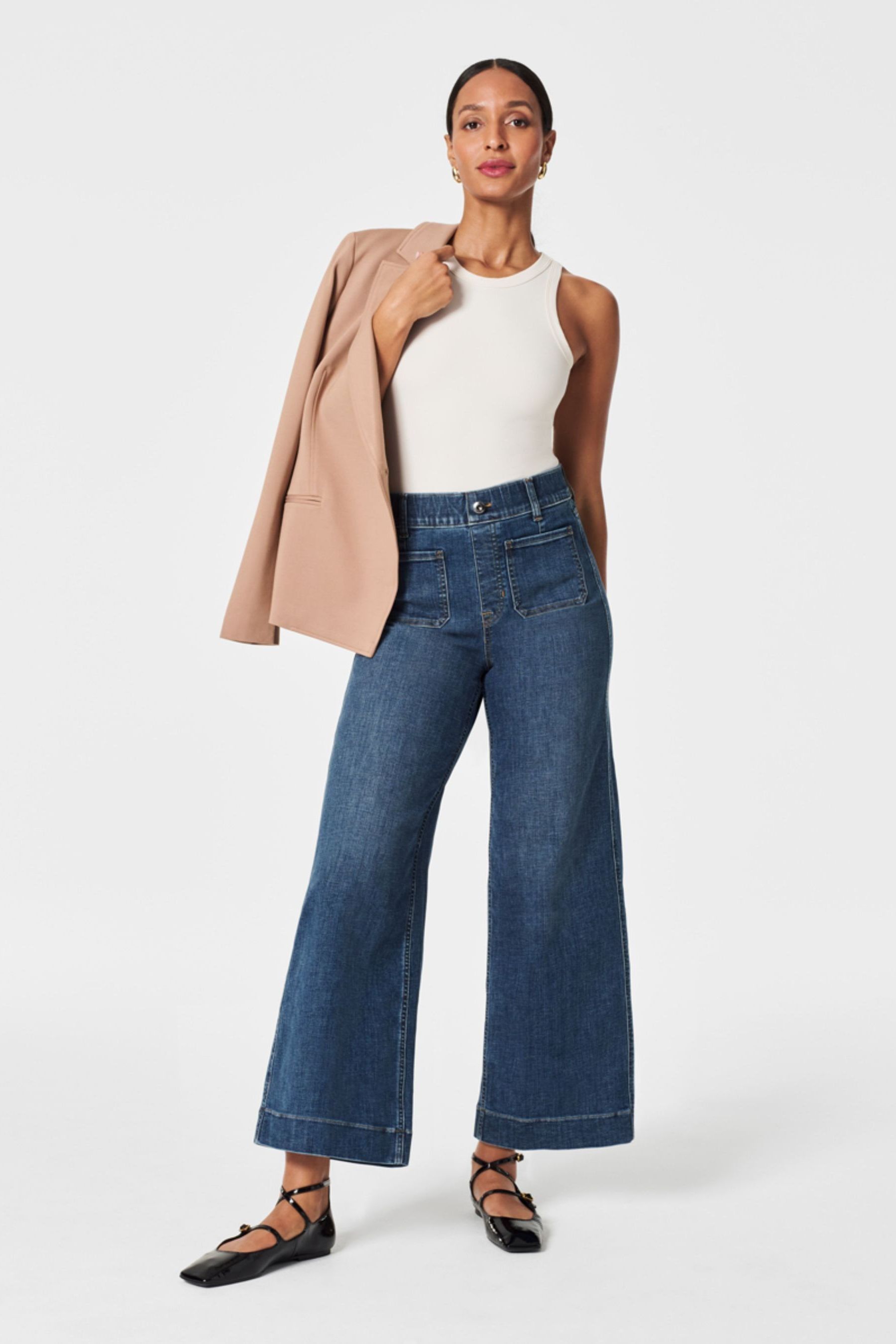 Raw hem wide leg jeans sale