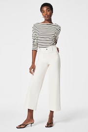 SPANX Cropped Raw Hem Wide Leg White Jeans - Image 1 of 5