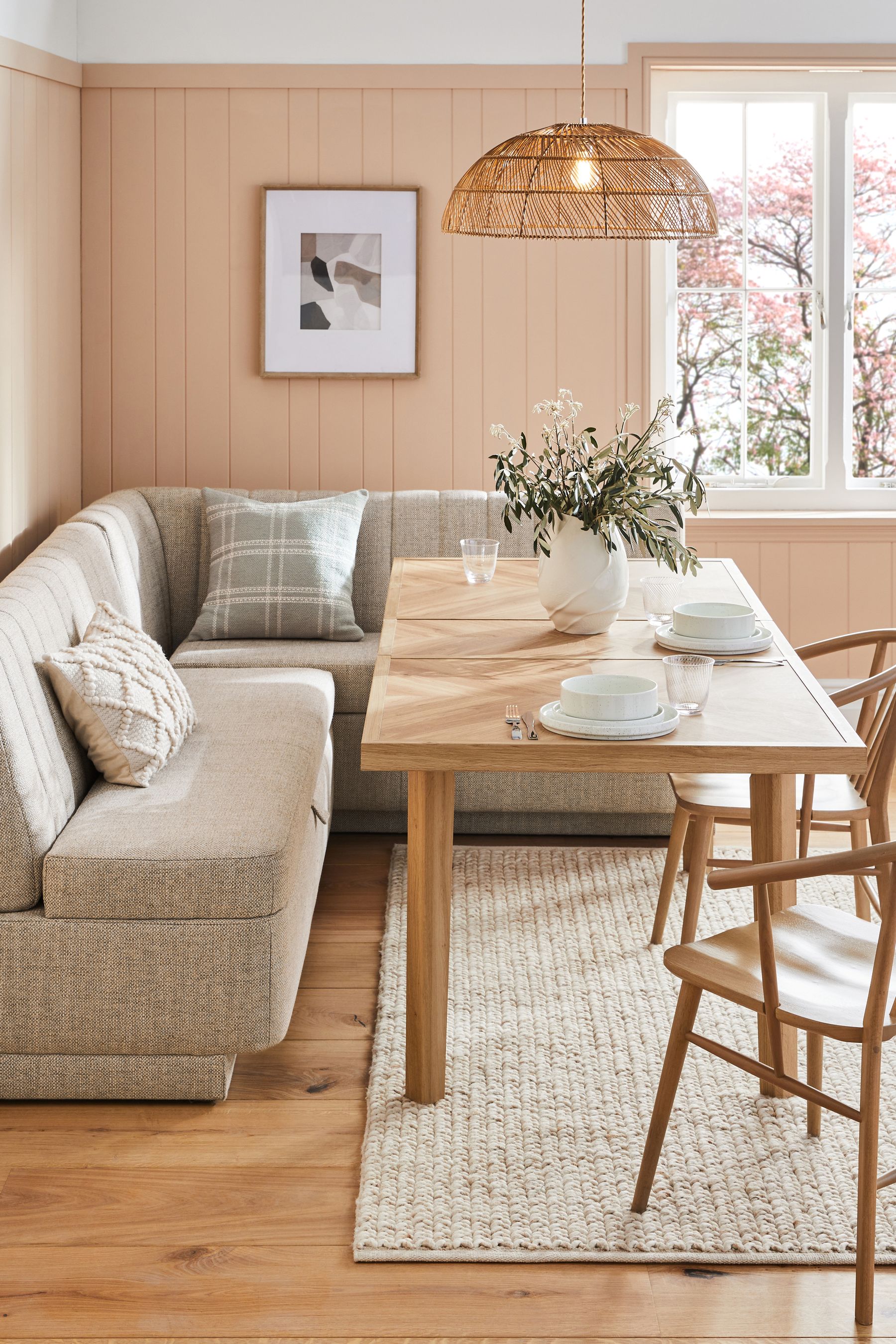 Buy Chunky Weave Mid Natural Anderson Corner Corner Storage Dining Bench from the Next UK online shop