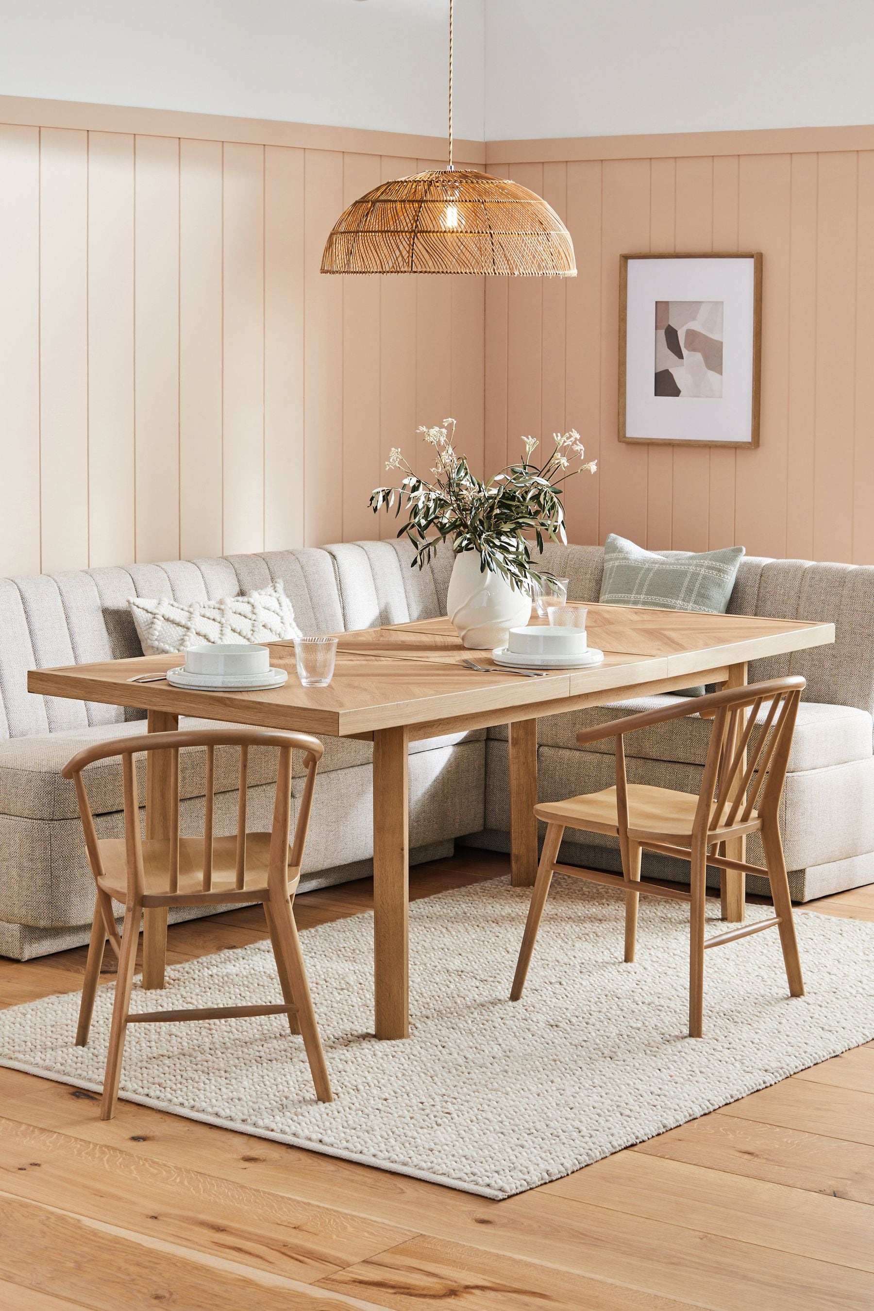 Buy Chunky Weave Mid Natural Anderson Corner Corner Storage Dining Bench from the Next UK online shop