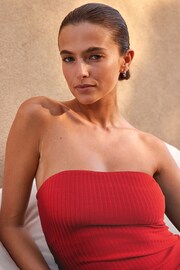 Red Bandeau Jersey Summer Dress - Image 6 of 9