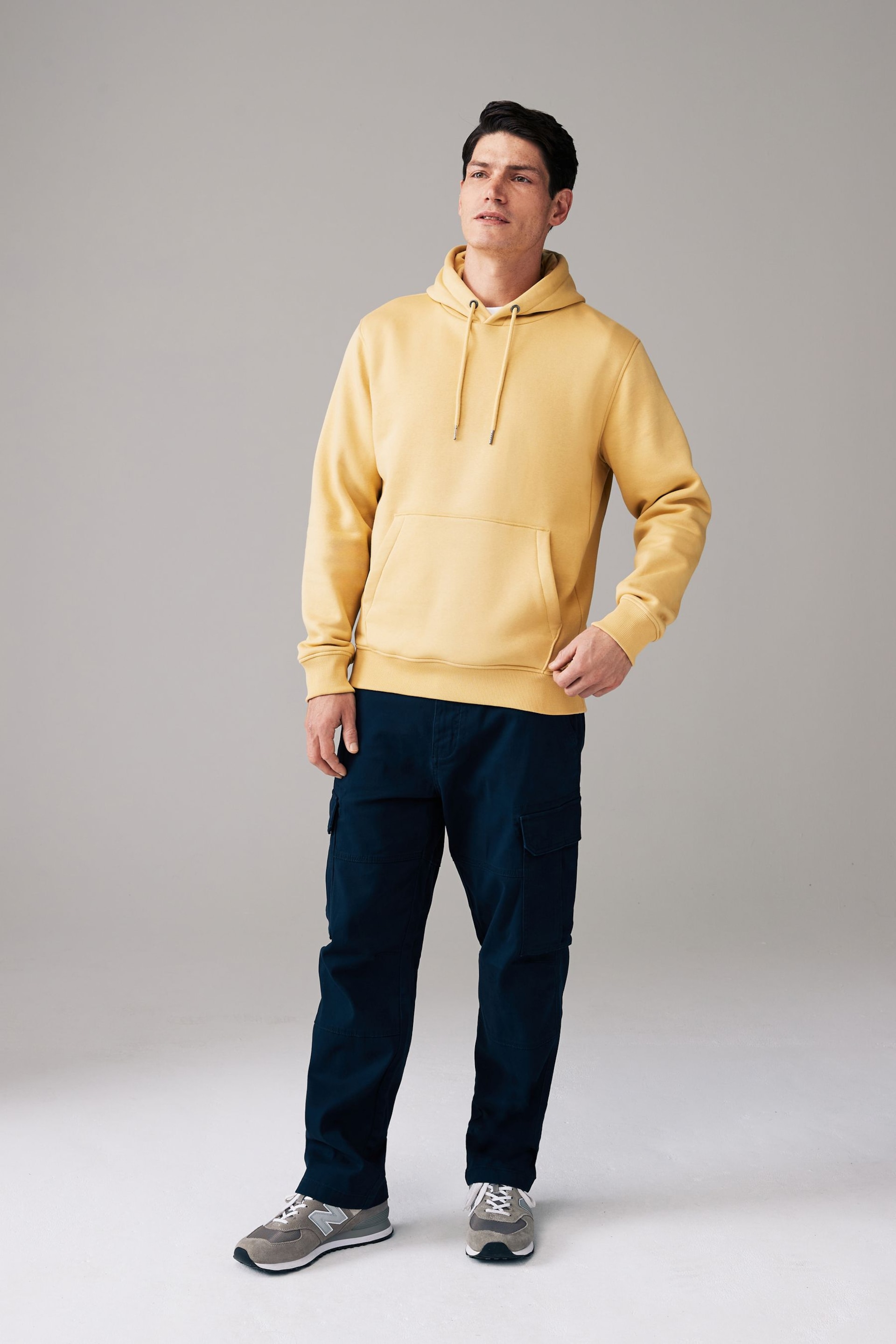 Yellow Regular Fit Jersey Cotton Rich Overhead Hoodie - Image 2 of 8