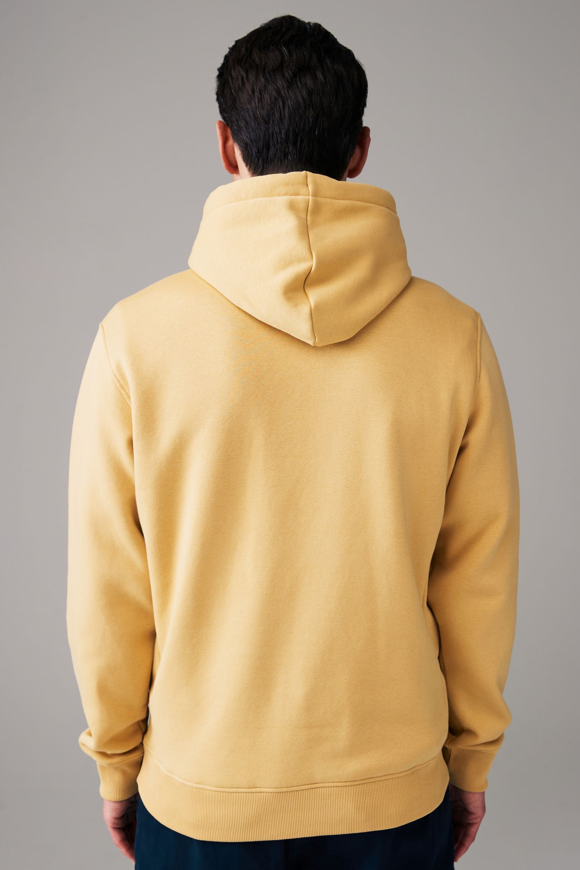 Yellow Regular Fit Jersey Cotton Rich Overhead Hoodie - Image 3 of 8
