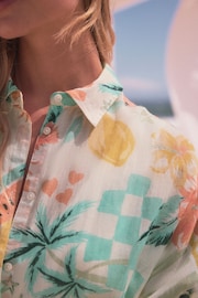 Aqua/White/Pink Beach Shirt Cover-Up - Image 5 of 8