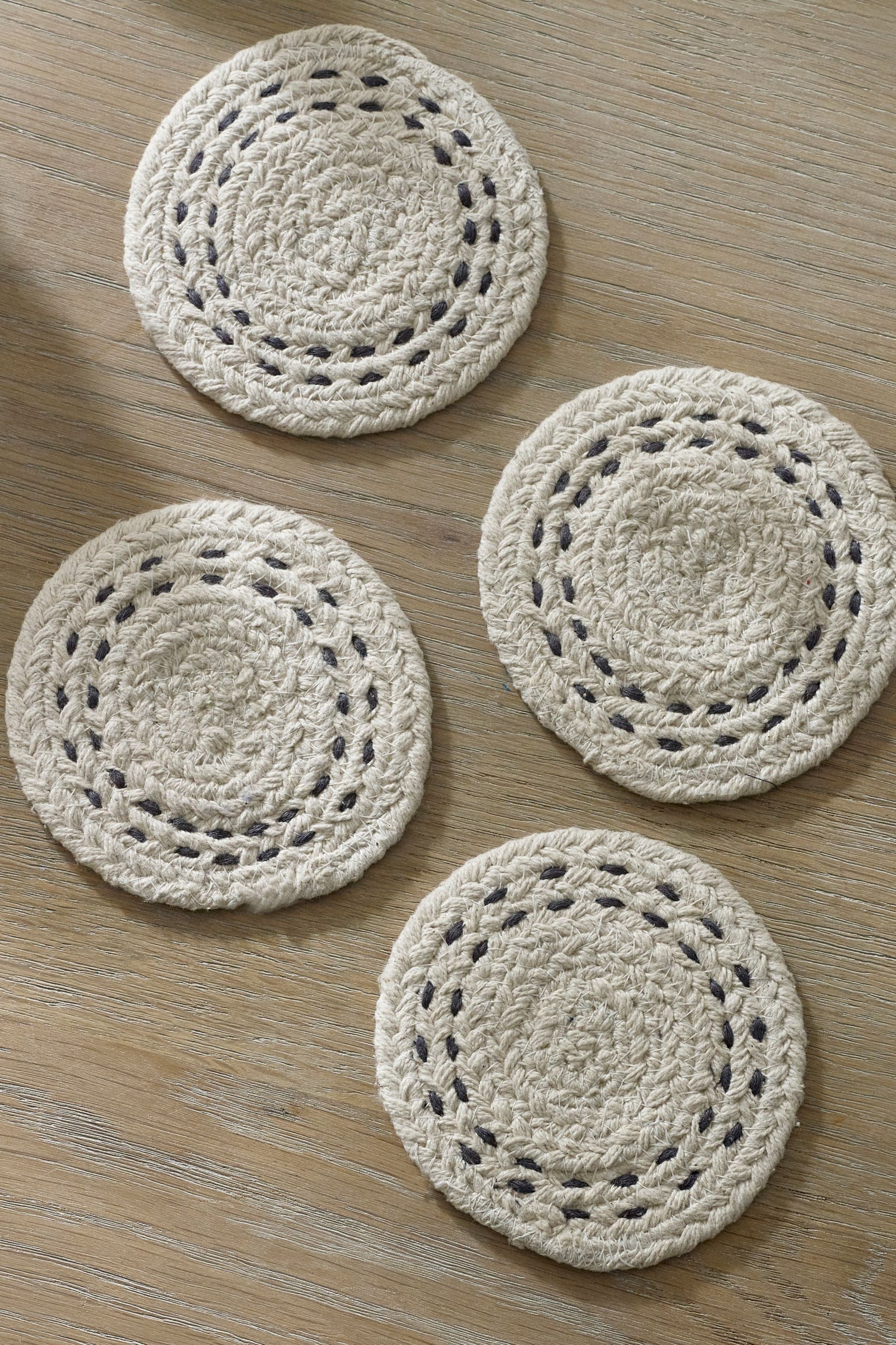 Set of 4 Natural Global Woven Fabric Coasters - Image 2 of 3