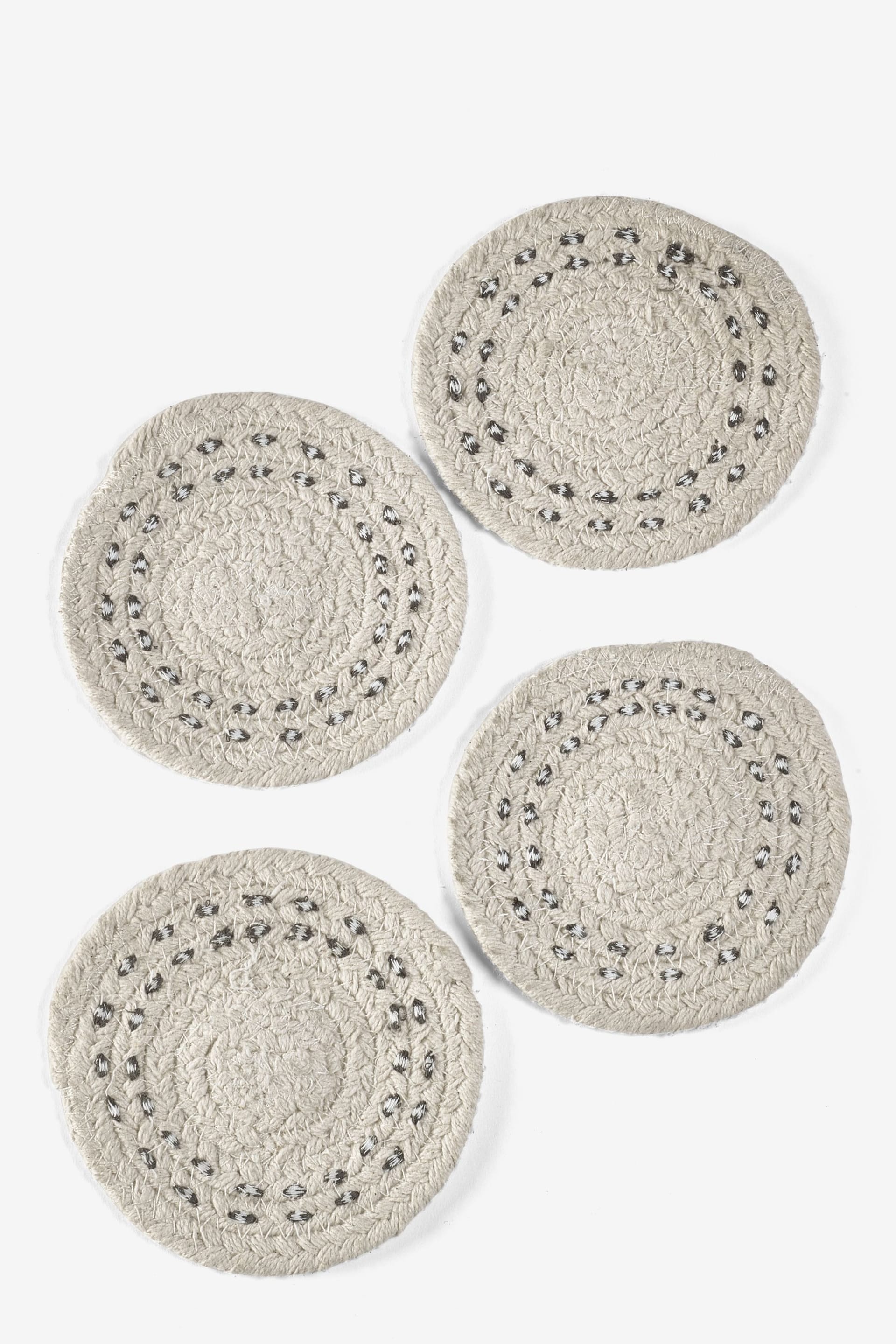 Set of 4 Natural Global Woven Fabric Coasters - Image 3 of 3