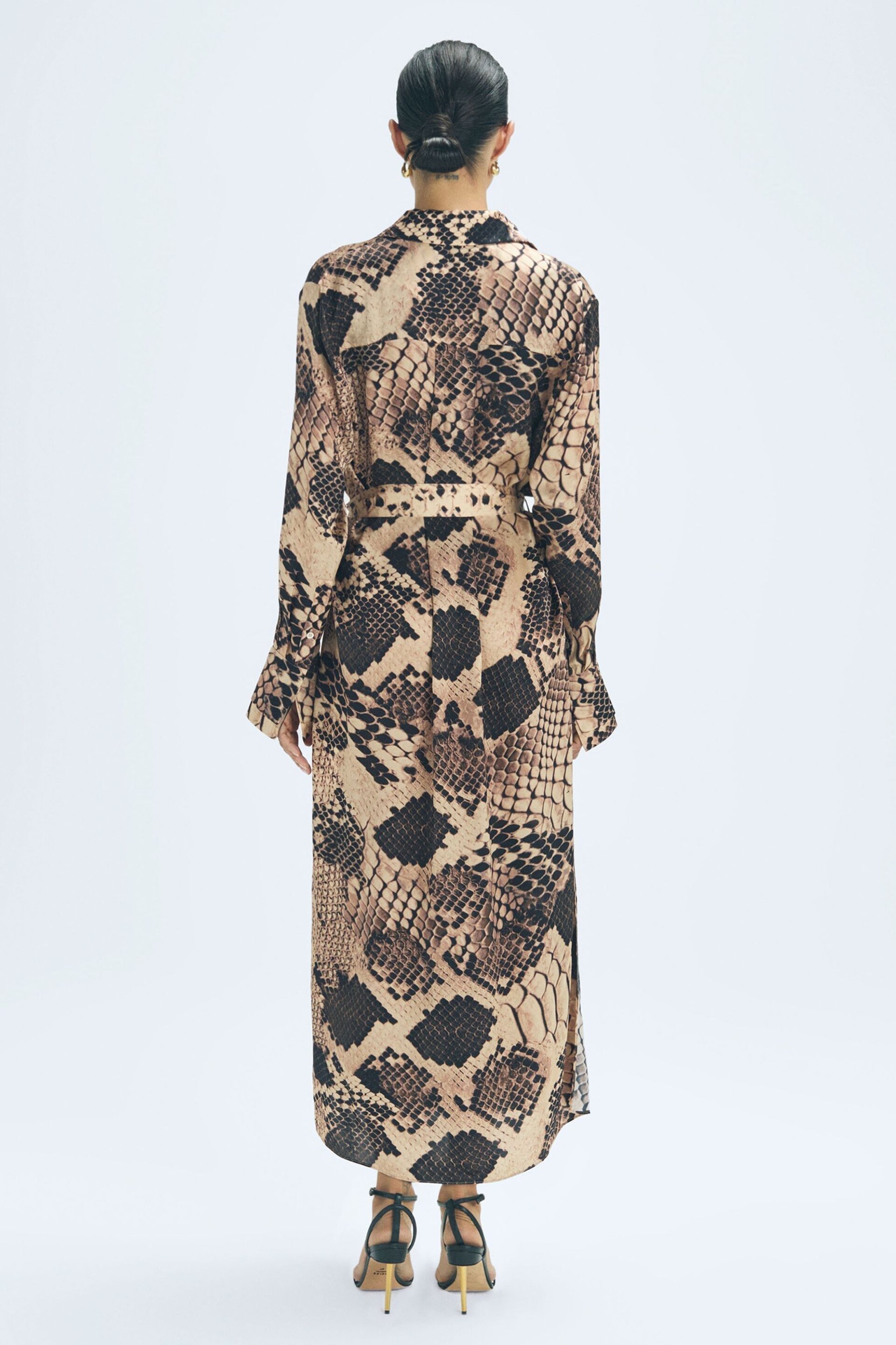 Reiss Snake Imogen Silk Snake Print Maxi Dress - Image 5 of 6