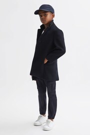 Reiss Navy Gable Junior Single Breasted Epsom Overcoat - Image 4 of 6