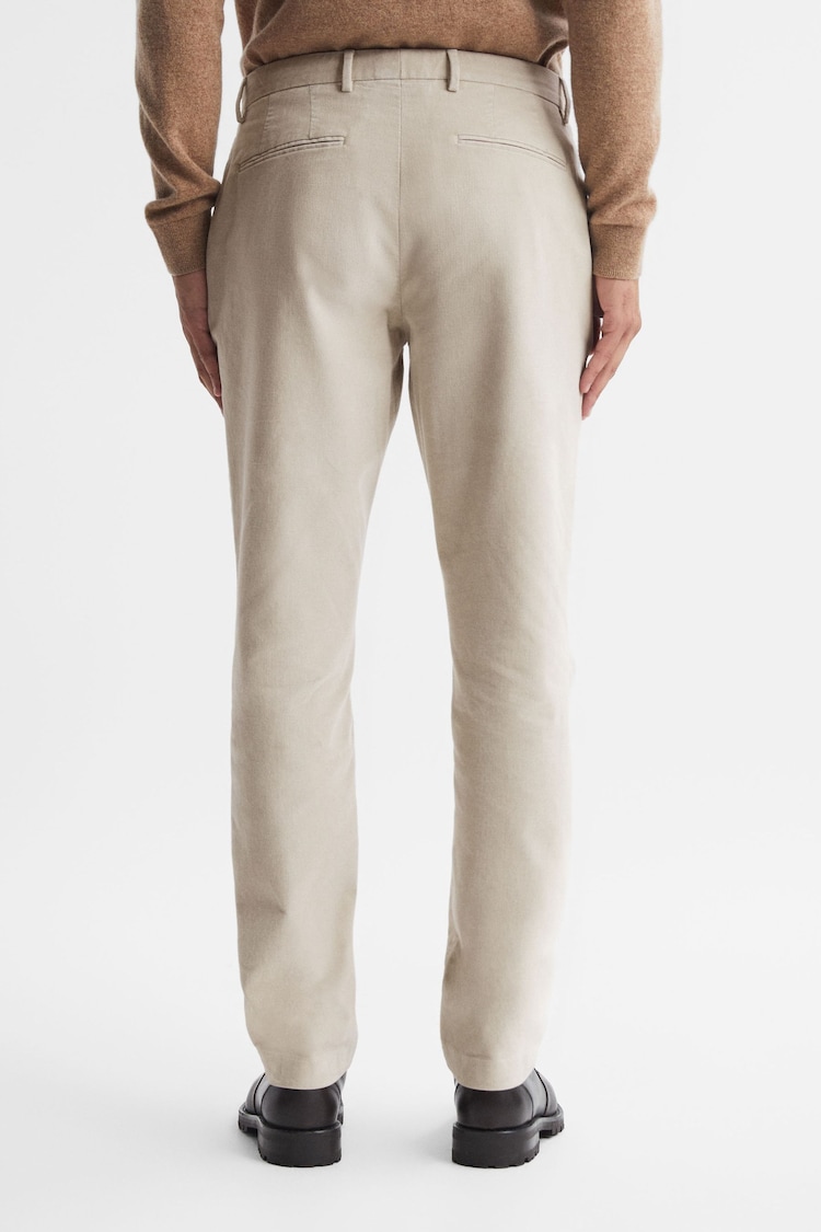 Reiss Oatmeal Strike Slim Fit Brushed Cotton Trousers - Image 4 of 4