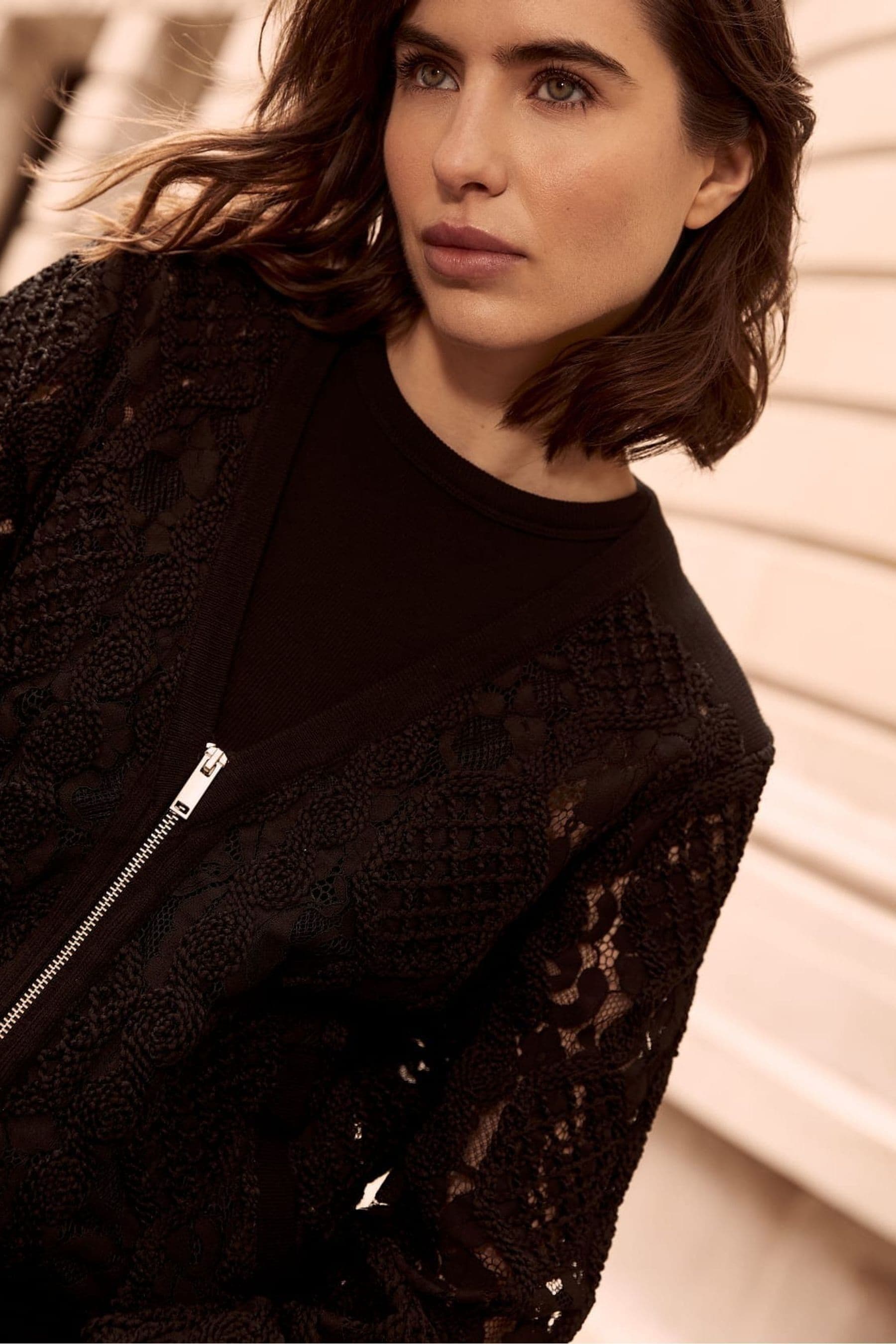 Buy Mint Velvet Black Corded Lace Jacket from Next Luxembourg