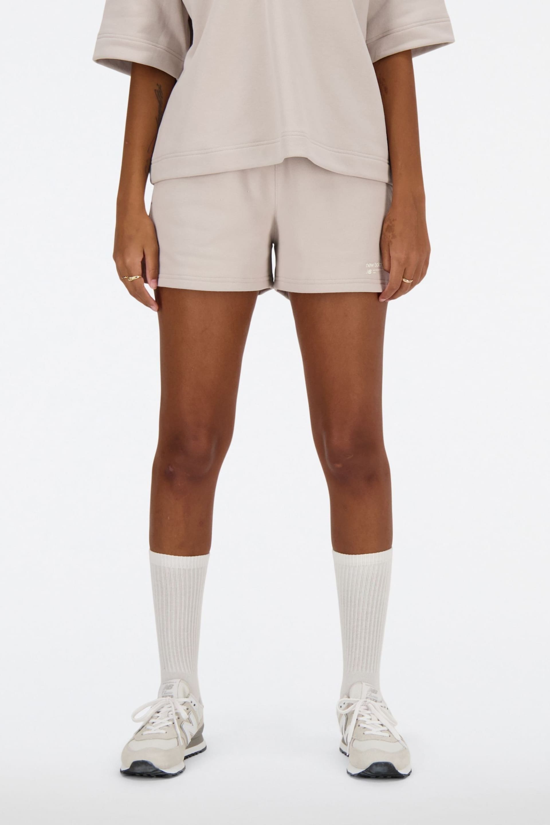 New Balance Grey Linear Heritage French Terry Shorts - Image 1 of 6
