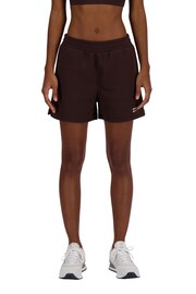 New Balance Brown Linear Heritage French Terry Shorts - Image 1 of 6