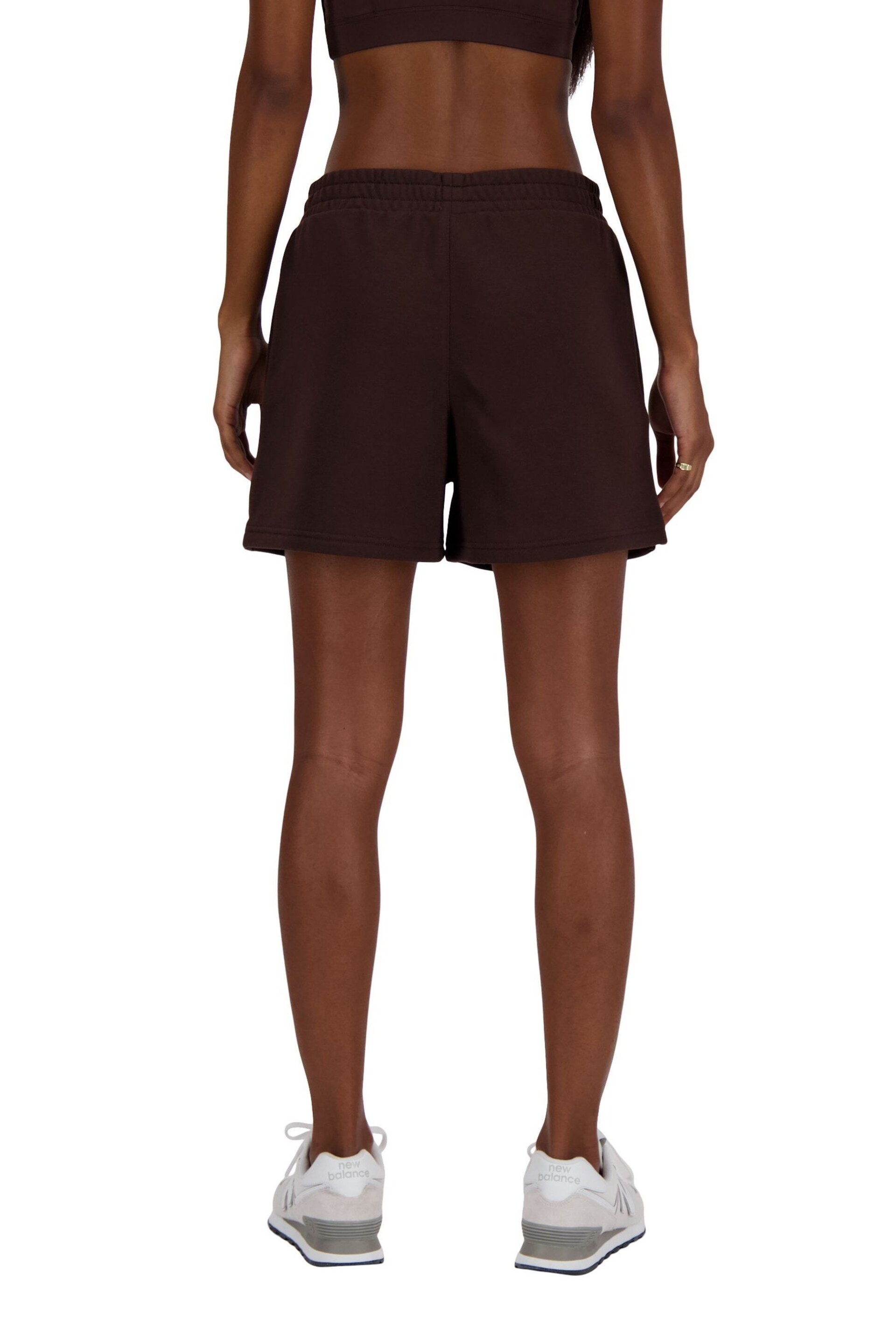 New Balance Brown Linear Heritage French Terry Shorts - Image 2 of 6