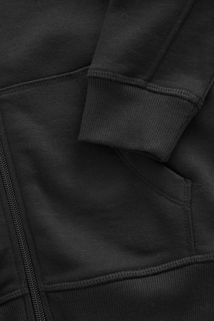 Black Plain Zip Through Hoodie (3-16yrs) - Image 3 of 3