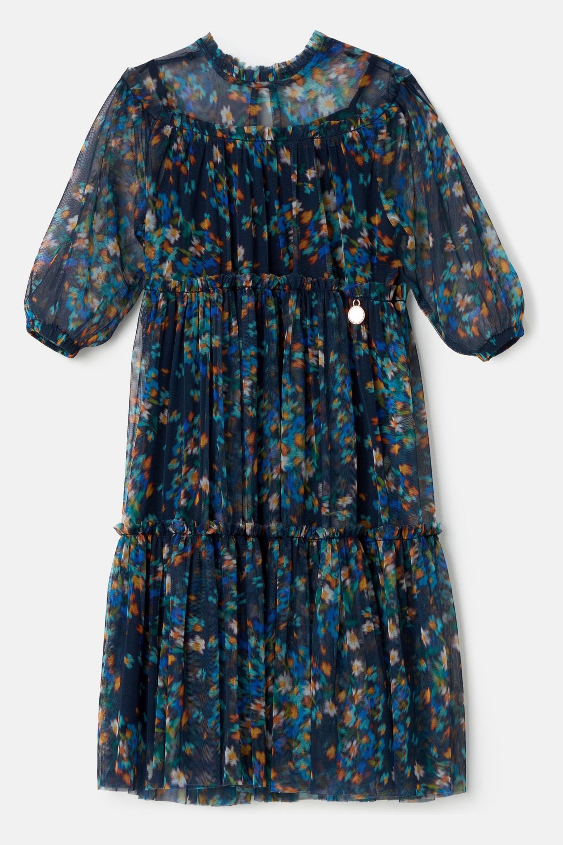 Angel & Rocket Navy Blue Floral Eleanor Print Mesh Dress - Image 5 of 7