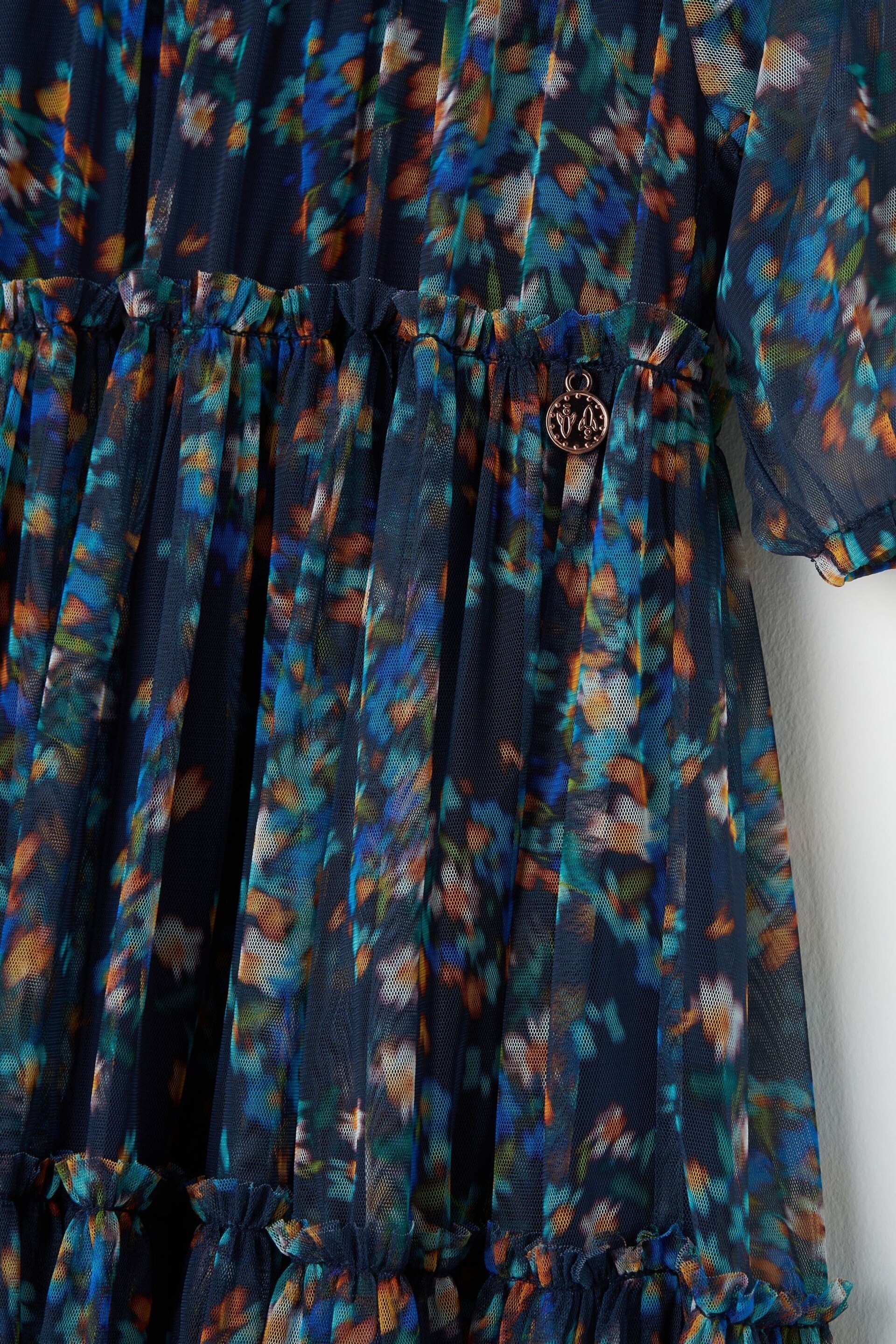 Angel & Rocket Navy Blue Floral Eleanor Print Mesh Dress - Image 7 of 7