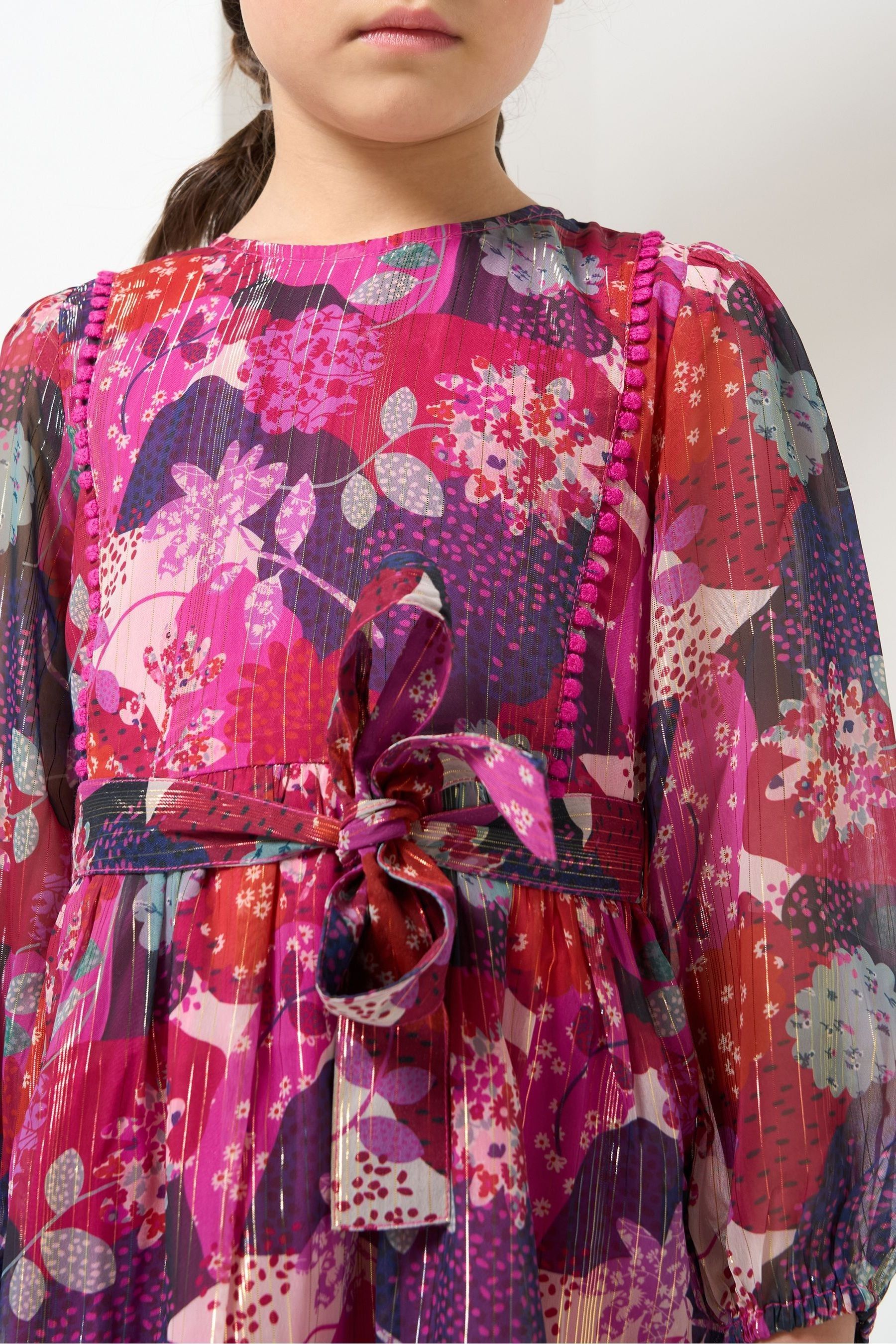 Buy Angel Rocket Pink Carmen Belted Patchwork Dress from Next Luxembourg