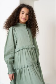 Angel & Rocket Green Cordelia Vintage Frill Long Sleeve Dress - Image 2 of 5