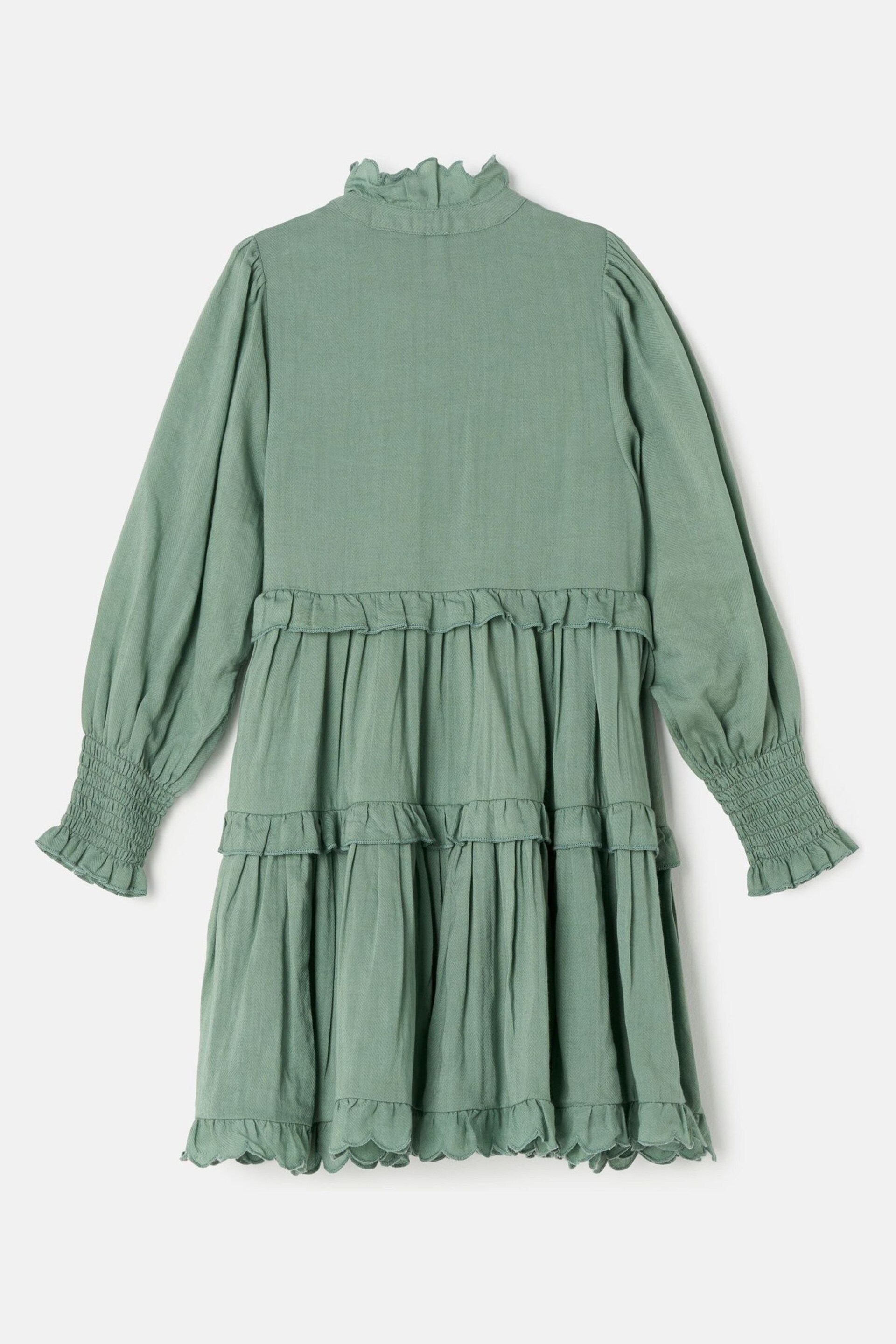 Angel & Rocket Green Cordelia Vintage Frill Long Sleeve Dress - Image 4 of 5