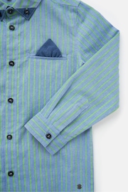 Angel & Rocket Blue Kai Lime Stripe 100% Cotton Shirt - Image 3 of 5