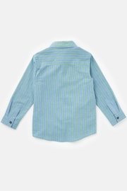 Angel & Rocket Blue Kai Lime Stripe 100% Cotton Shirt - Image 5 of 5